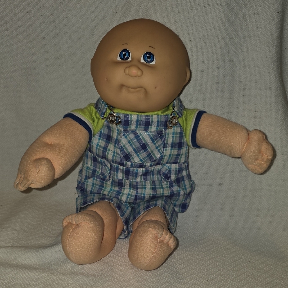 Hm4 Cabbage Patch Preemie Doll  With Blue and Green Overall Bibs